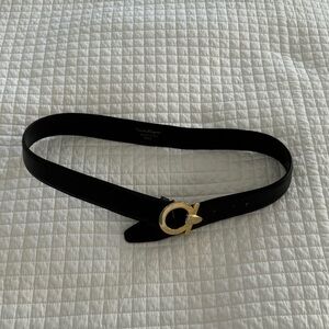 FERRAGAMO Vintage leather black waist belt
